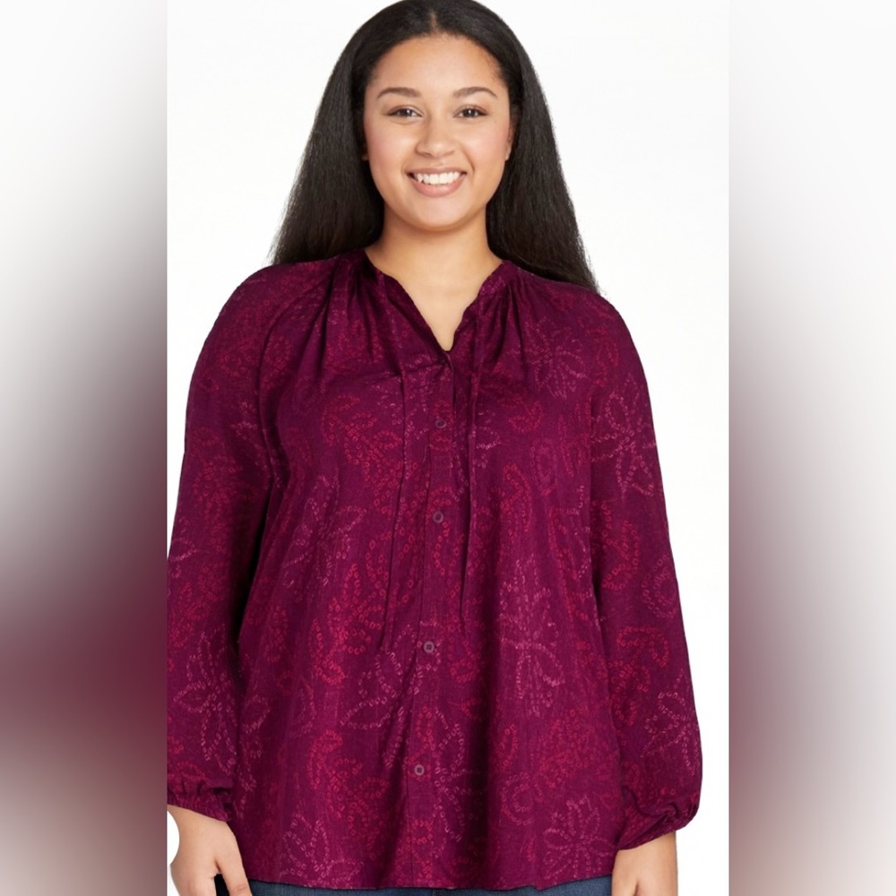 Terra & Sky‎ Plum Floral Blouse! NWT! Size 0X!